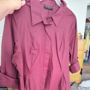 Lane Bryant Wine Button-Up Shirt
